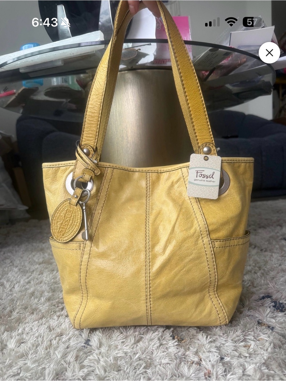 Fossil Mustard Yellow Leather Shoulder Bag